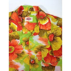 Vintage Men's Pomare Hawaiian Shirt Tropical Flowers Multicolor Colorful - L